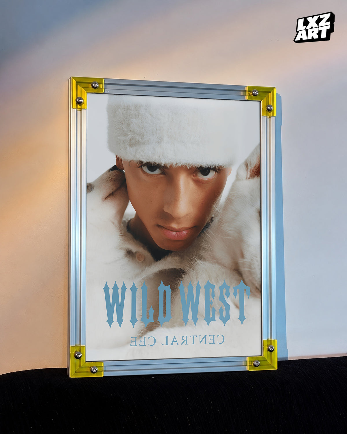 Central Cee Wild West Fur Hat Portrait Poster | Unframed UK Rap Wall Art — LXZART display 3; frame not included