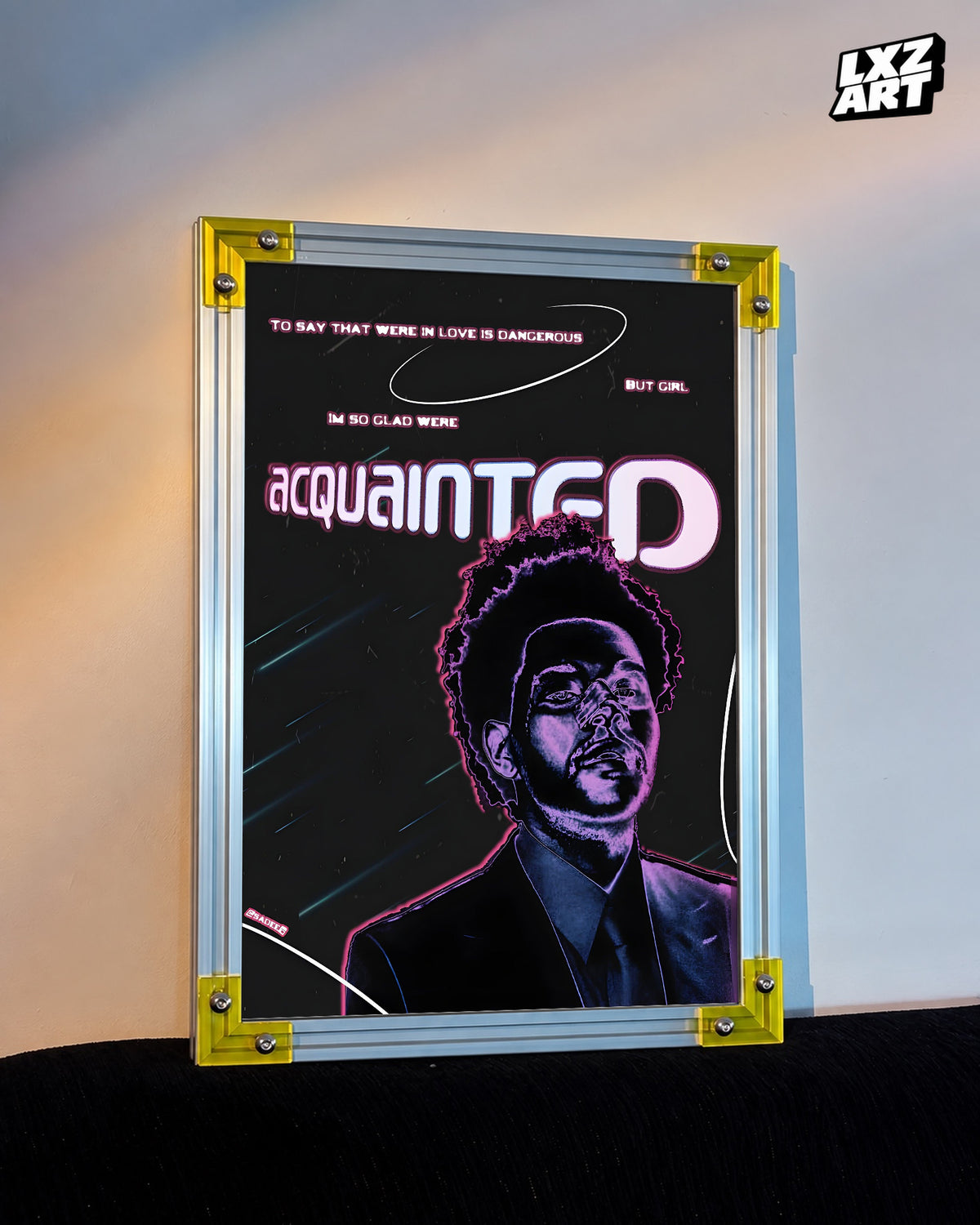 The Weeknd Acquainted Lyric Poster | Unframed Bedroom Wall Art — LXZART display 3; frame not included