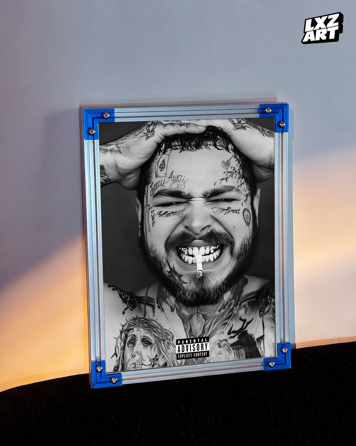 Post Malone Black and White Portrait Poster | Unframed Bedroom Wall Art — LXZART display 3; frame not included