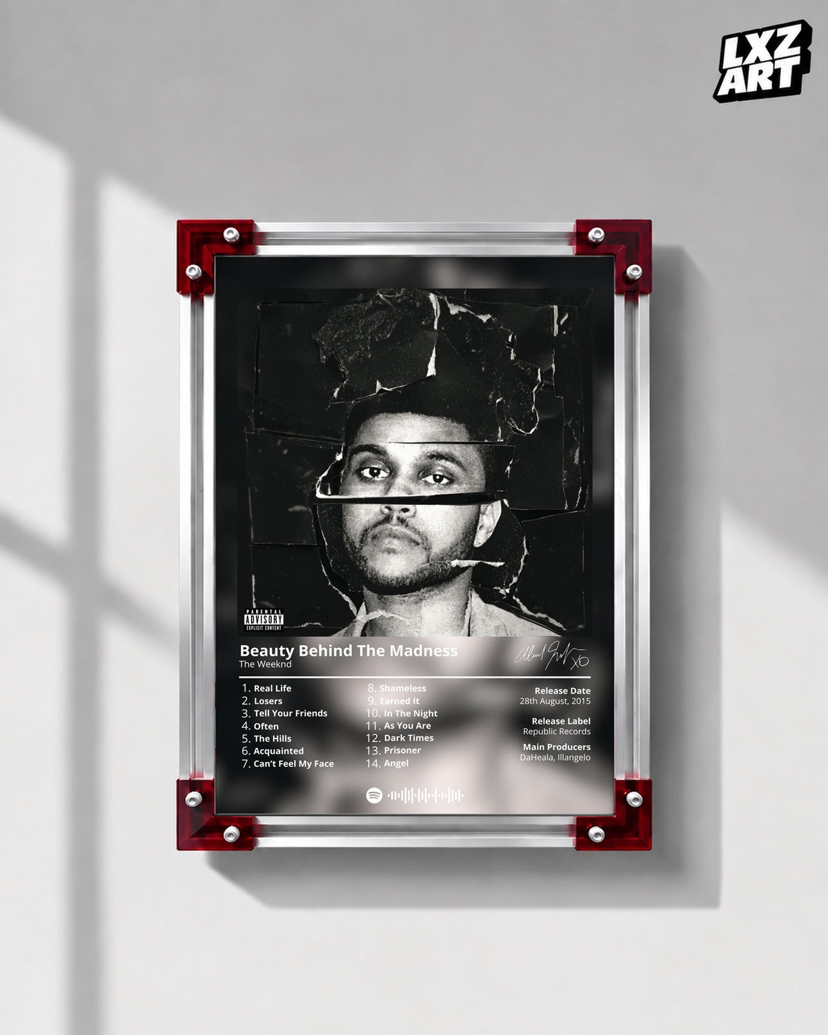 The Weeknd Beauty Behind The Madness Poster | Unframed Bedroom Wall Art — LXZART display 1; frame not included