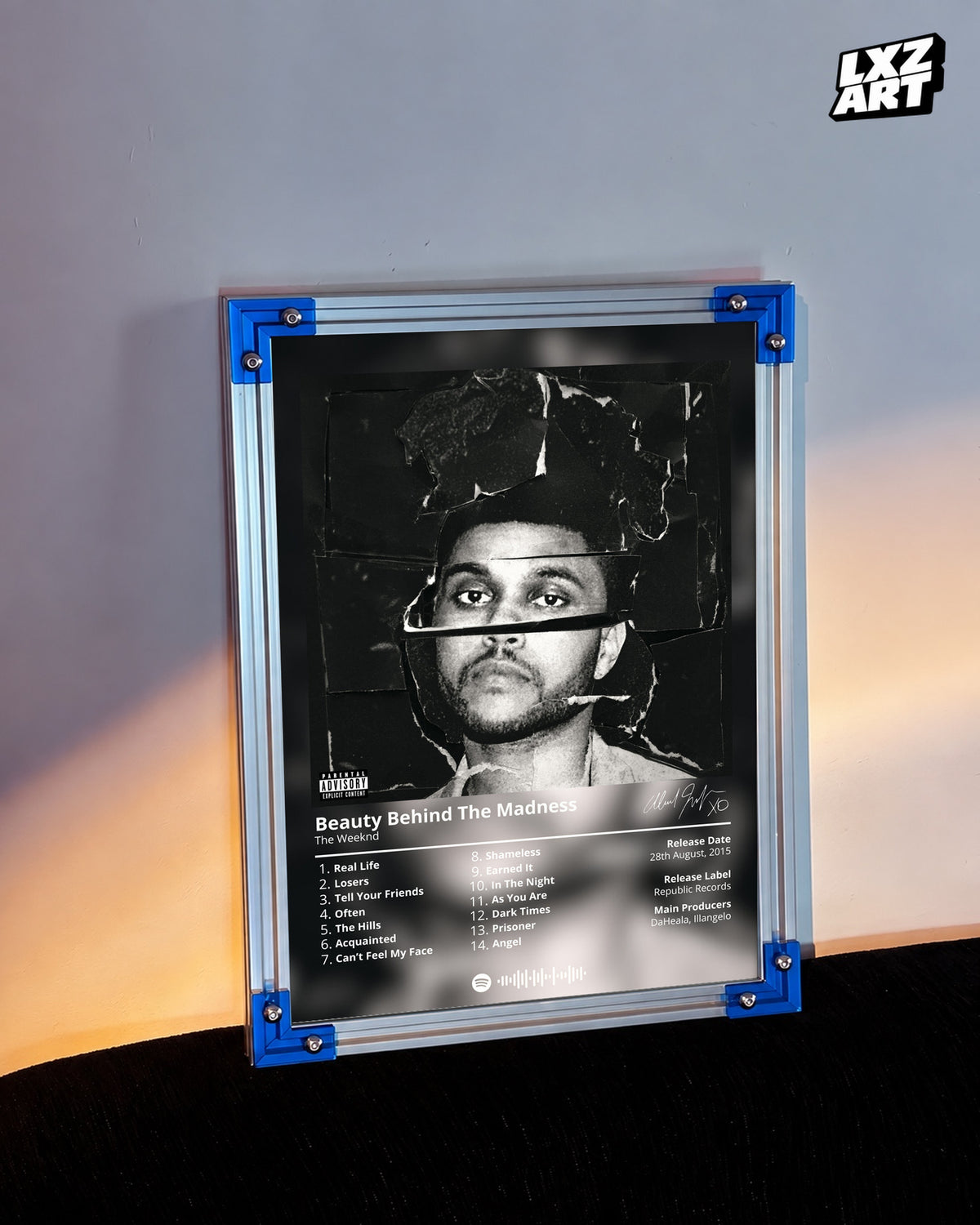The Weeknd Beauty Behind The Madness Poster | Unframed Bedroom Wall Art — LXZART display 3; frame not included