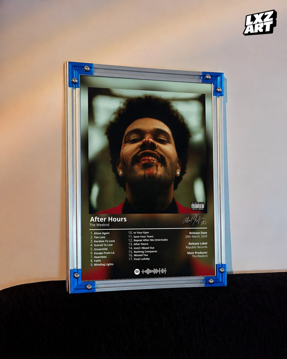 The Weeknd After Hours Poster | Unframed Bedroom Wall Art — LXZART display 3; frame not included