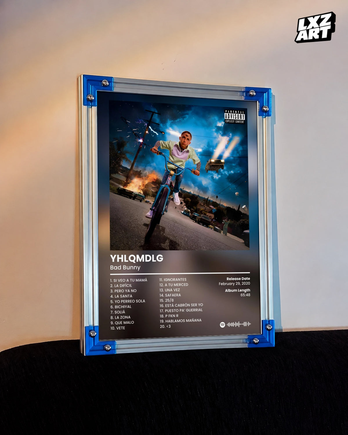 Bad Bunny YHLQMDLG Tracklist Poster | Unframed Bedroom Wall Art — LXZART display 3; frame not included