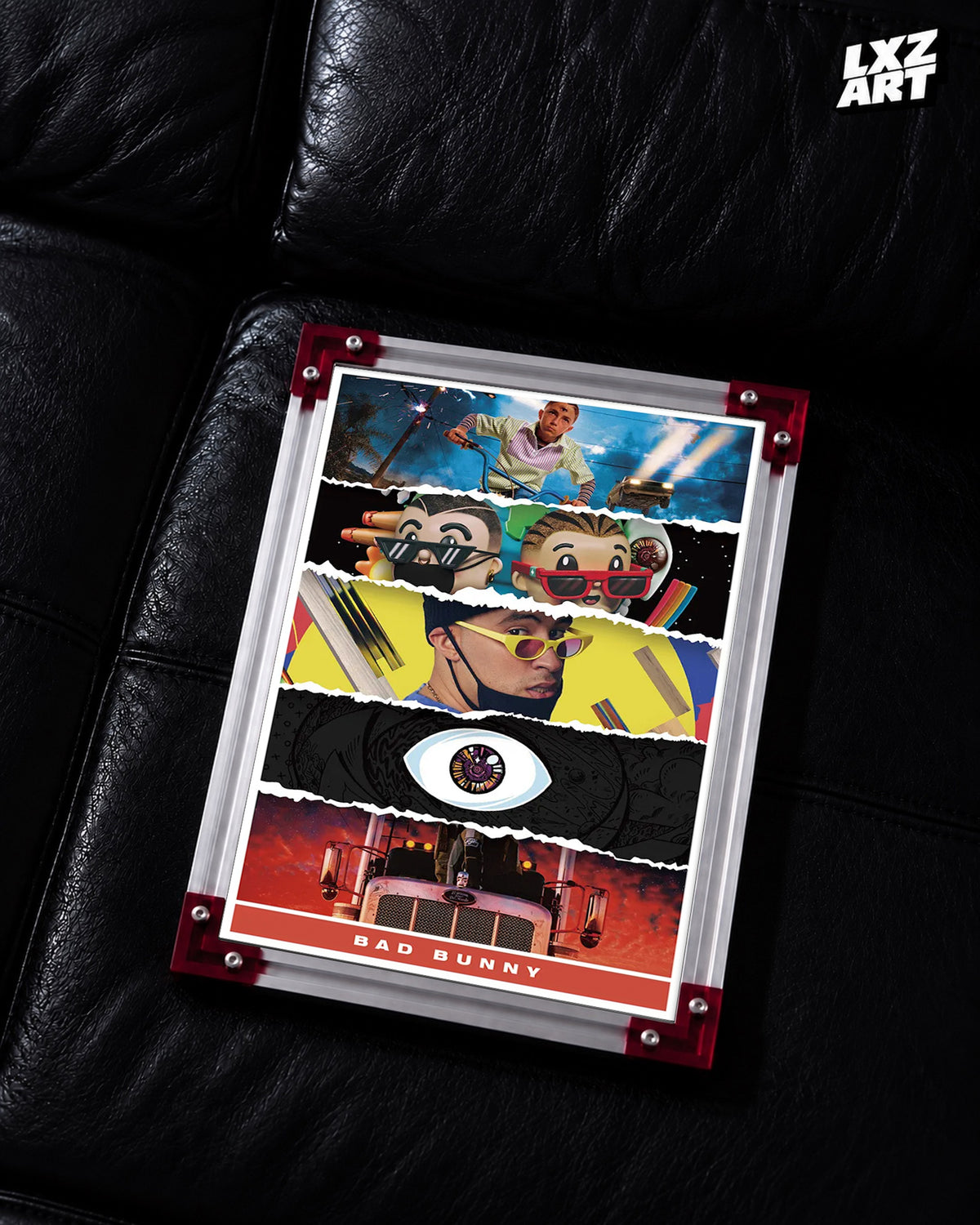 Bad Bunny Collage Poster | Unframed Reggaeton Latin Trap Wall Art — LXZART display 2; frame not included