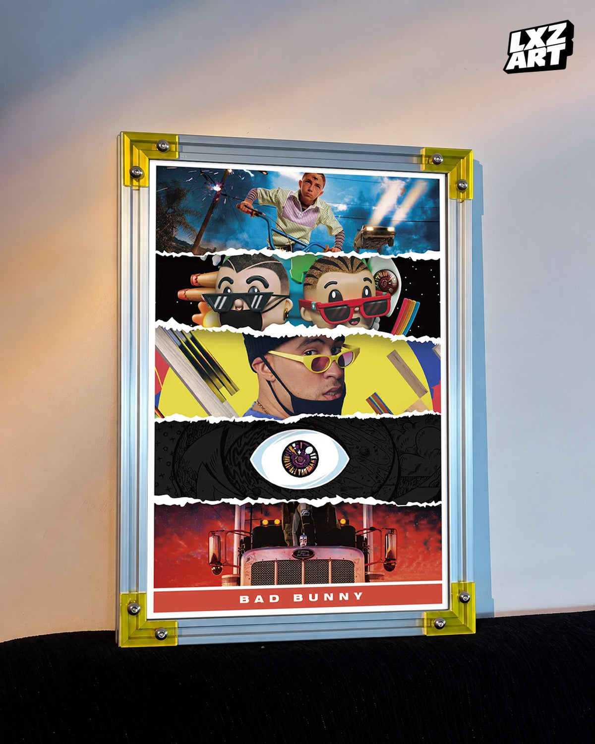 Bad Bunny Collage Poster | Unframed Reggaeton Latin Trap Wall Art — LXZART display 3; frame not included