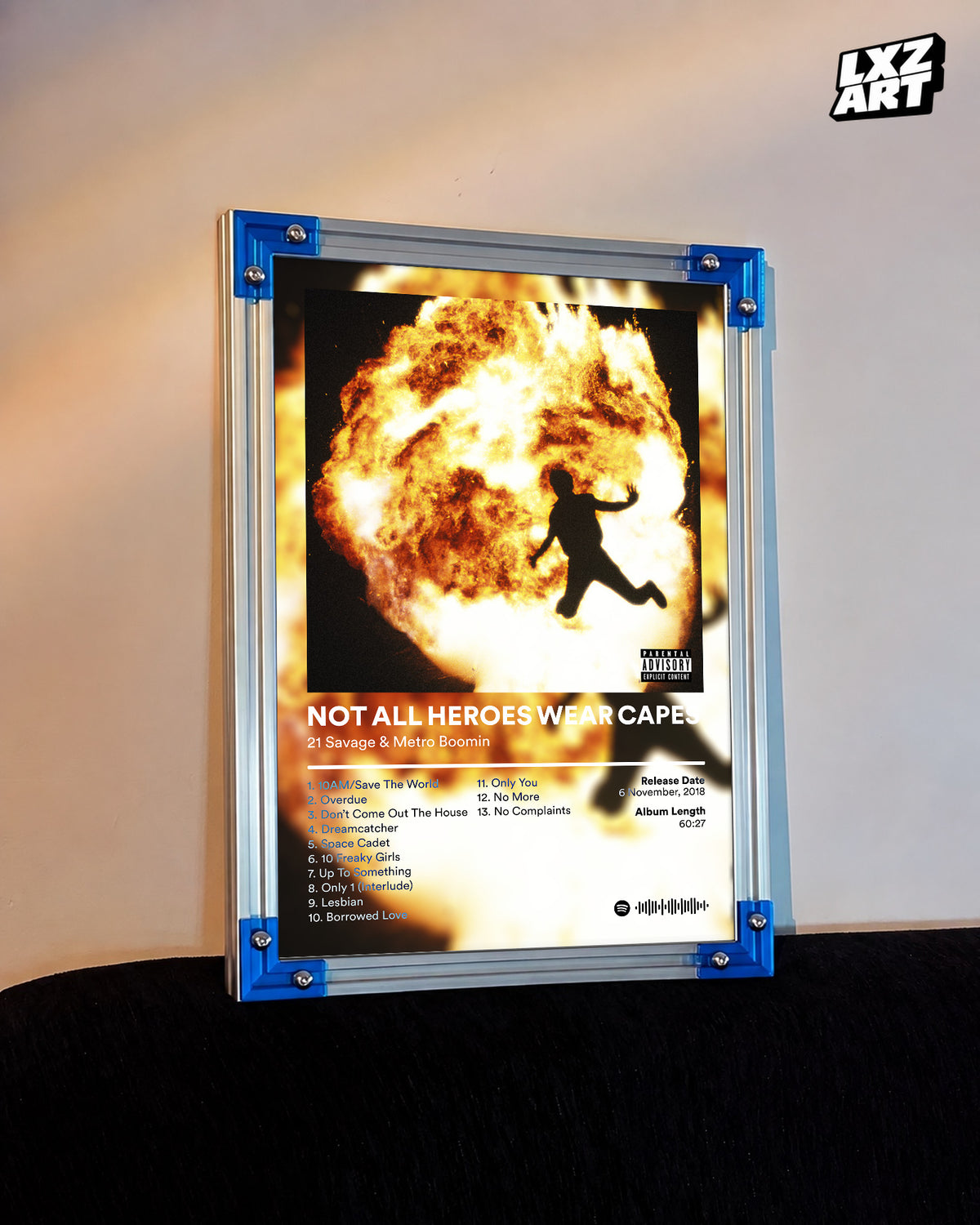 Metro Boomin Not All Heroes Wear Capes Album Poster | Unframed Bedroom Wall Art — LXZART display 3; frame not included