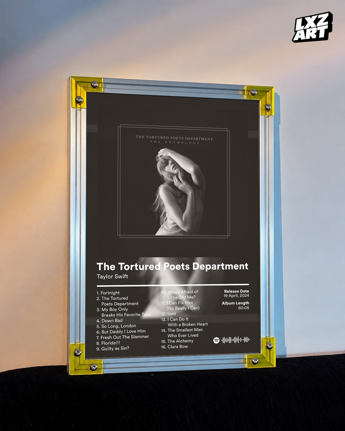 Taylor Swift The Tortured Poets Department Tracklist Poster | Unframed Bedroom Wall Art — LXZART display 3; frame not included