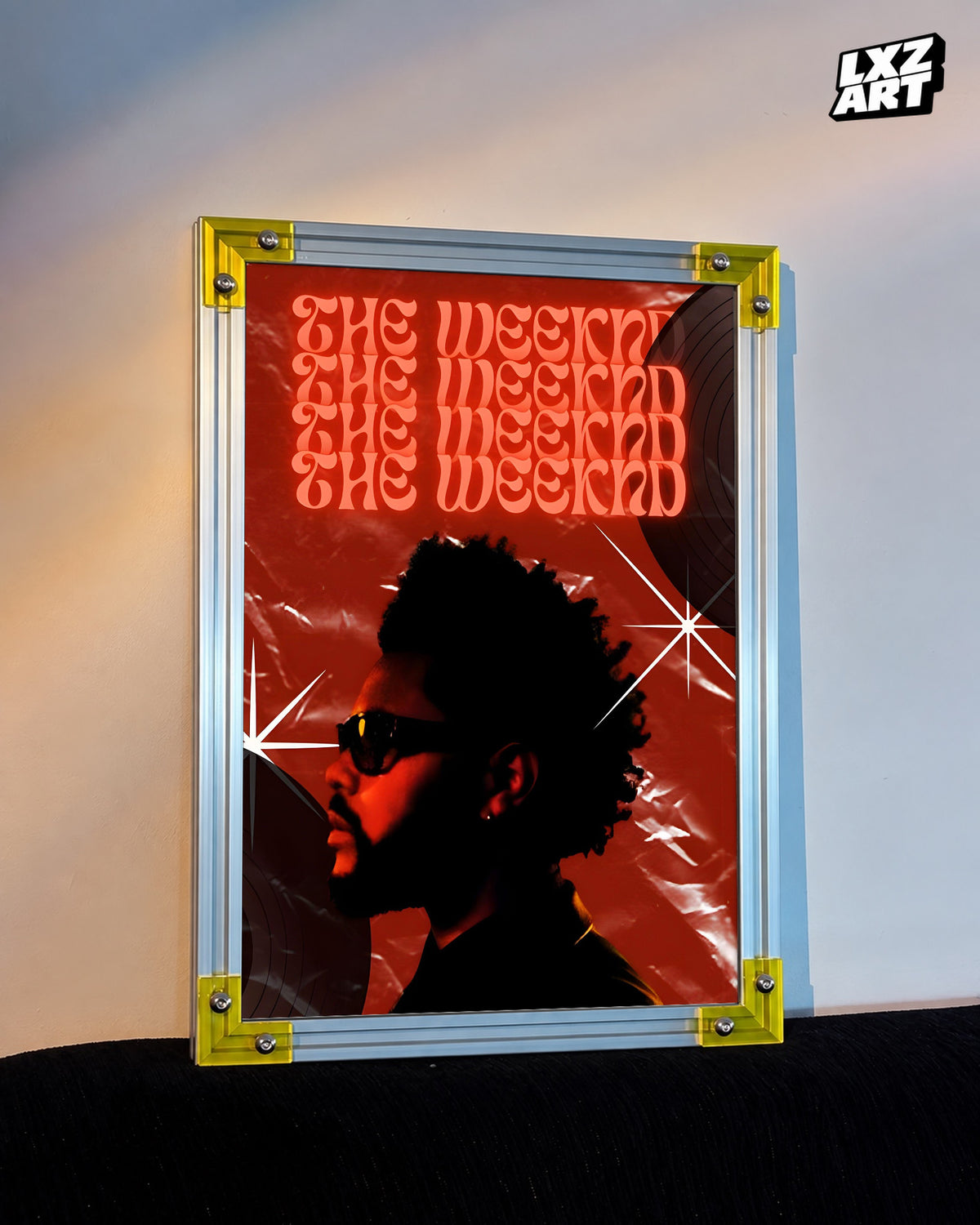 The Weeknd Red Vinyl Portrait Poster | Unframed Bedroom Wall Art — LXZART display 3; frame not included