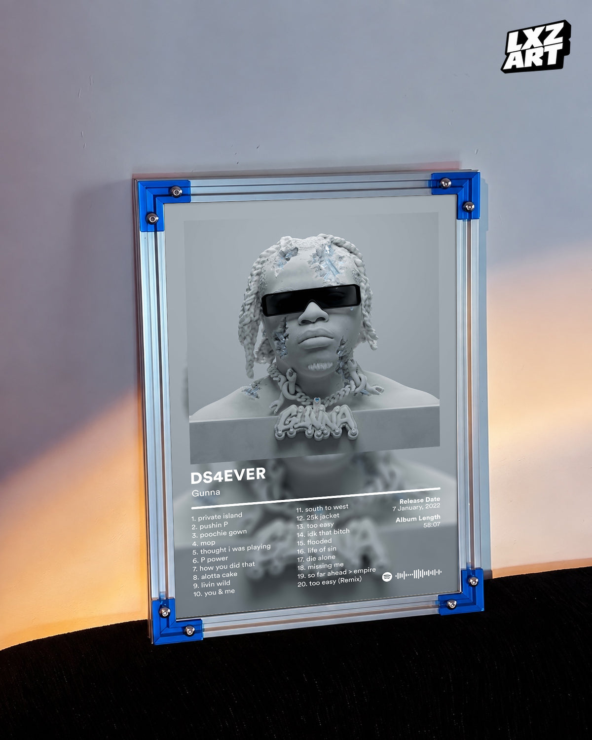 Gunna 'DS4EVER' Album Poster — LXZART display 3; frame not included