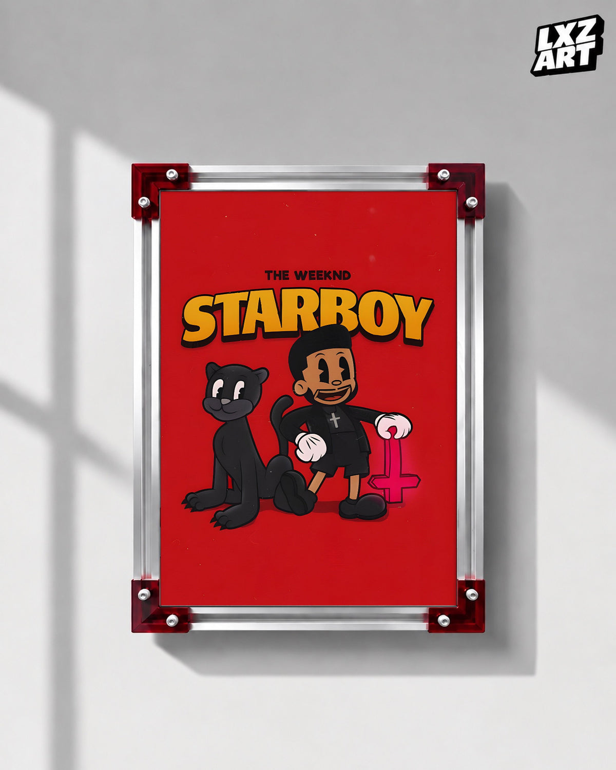 The Weeknd Starboy Cartoon Poster | Unframed Bedroom Wall Art — LXZART display 1; frame not included