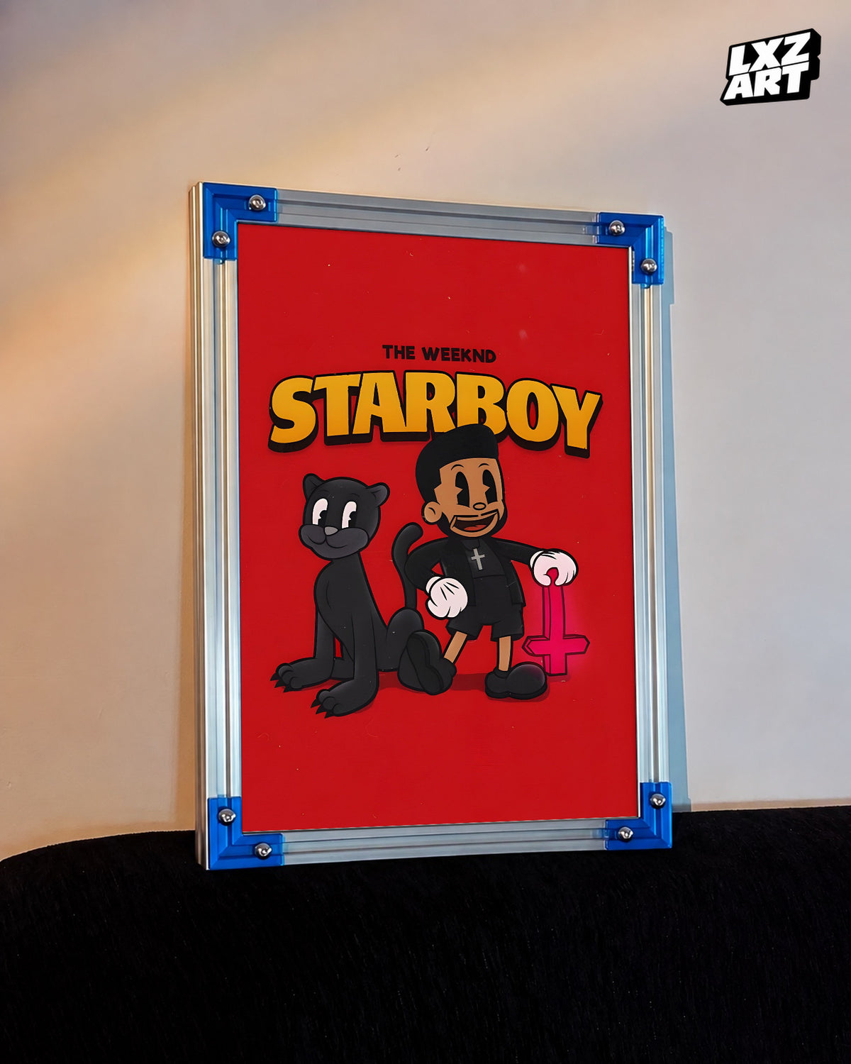The Weeknd Starboy Cartoon Poster | Unframed Bedroom Wall Art — LXZART display 3; frame not included