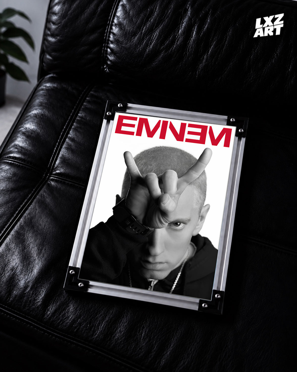 Eminem Black and White Portrait Poster | Red Devil | Unframed Bedroom Wall Art — LXZART display 2; frame not included