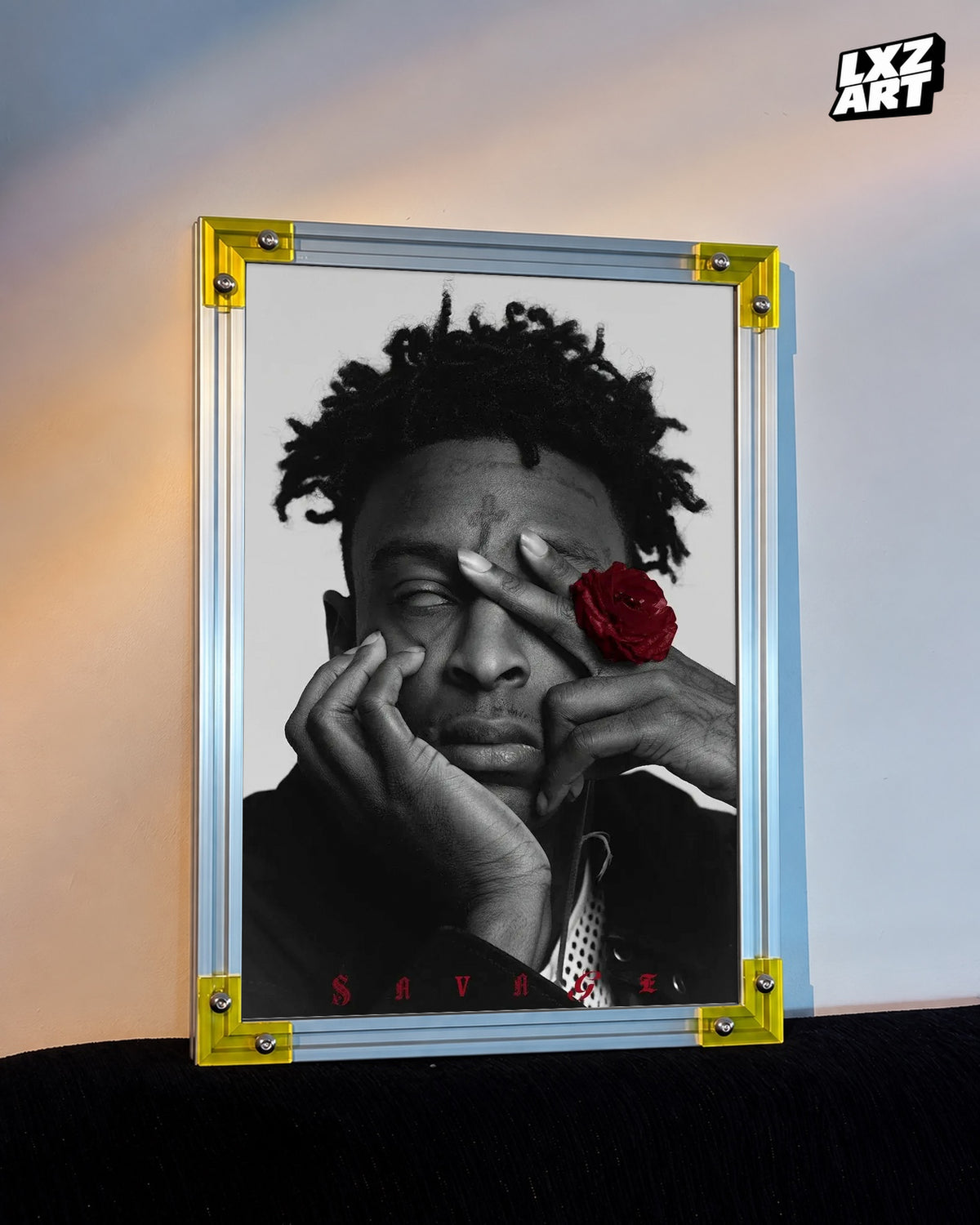 21 Savage Red Rose Portrait Poster | Unframed Bedroom Wall Art — LXZART display 3; frame not included