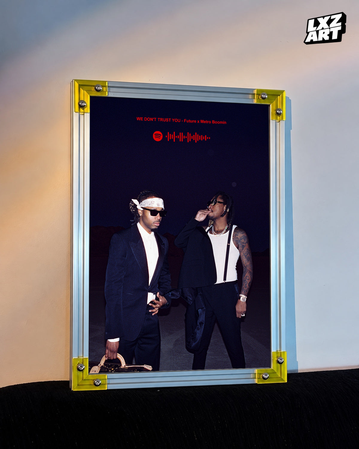 Future & Metro Boomin WE DON’T TRUST YOU Poster | Unframed Hip Hop Wall Art — LXZART display 3; frame not included
