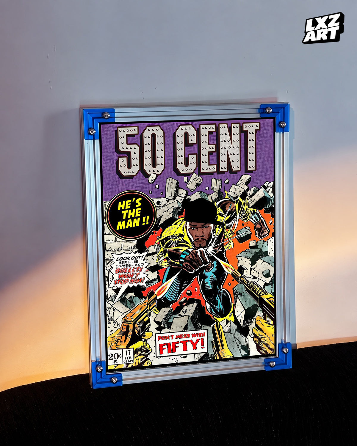 50 Cent Comic Poster | Unframed Bedroom Wall Art — LXZART display 3; frame not included