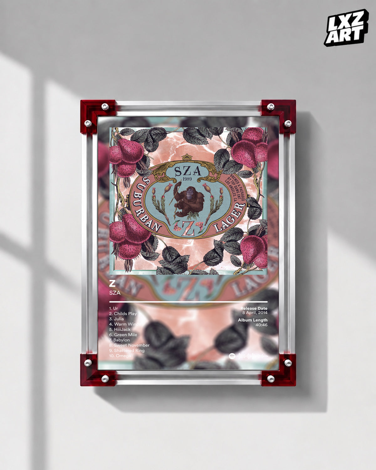 SZA Z EP Poster | Unframed Bedroom Wall Art — LXZART display 1; frame not included
