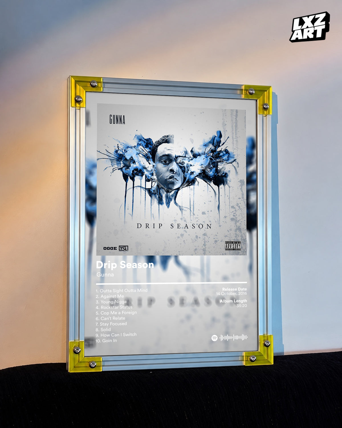 Gunna 'Drip Season' Album Poster — LXZART display 3; frame not included