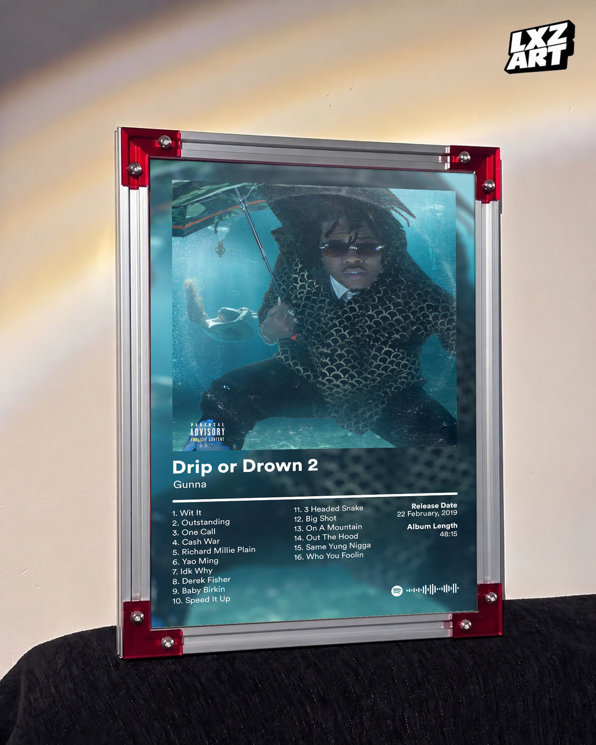 Gunna 'Drip or Drown 2' Album Poster — LXZART display 3; frame not included