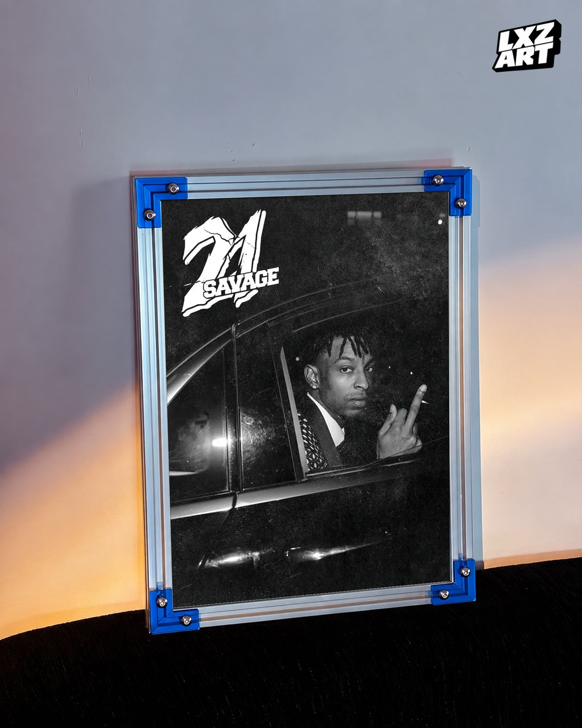 21 Savage Monochrome Car Portrait Poster | Unframed Bedroom Wall Art — LXZART display 3; frame not included