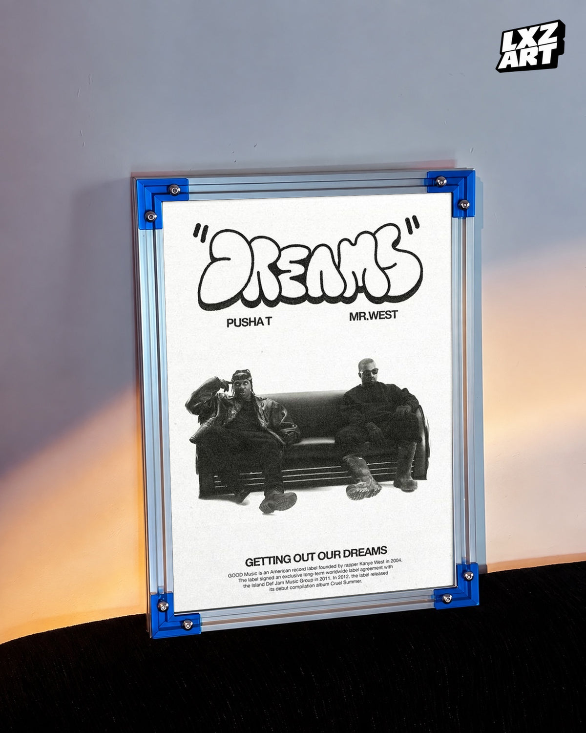 Kanye West & Pusha T Dreams Poster | Unframed Bedroom Wall Art — LXZART display 3; frame not included