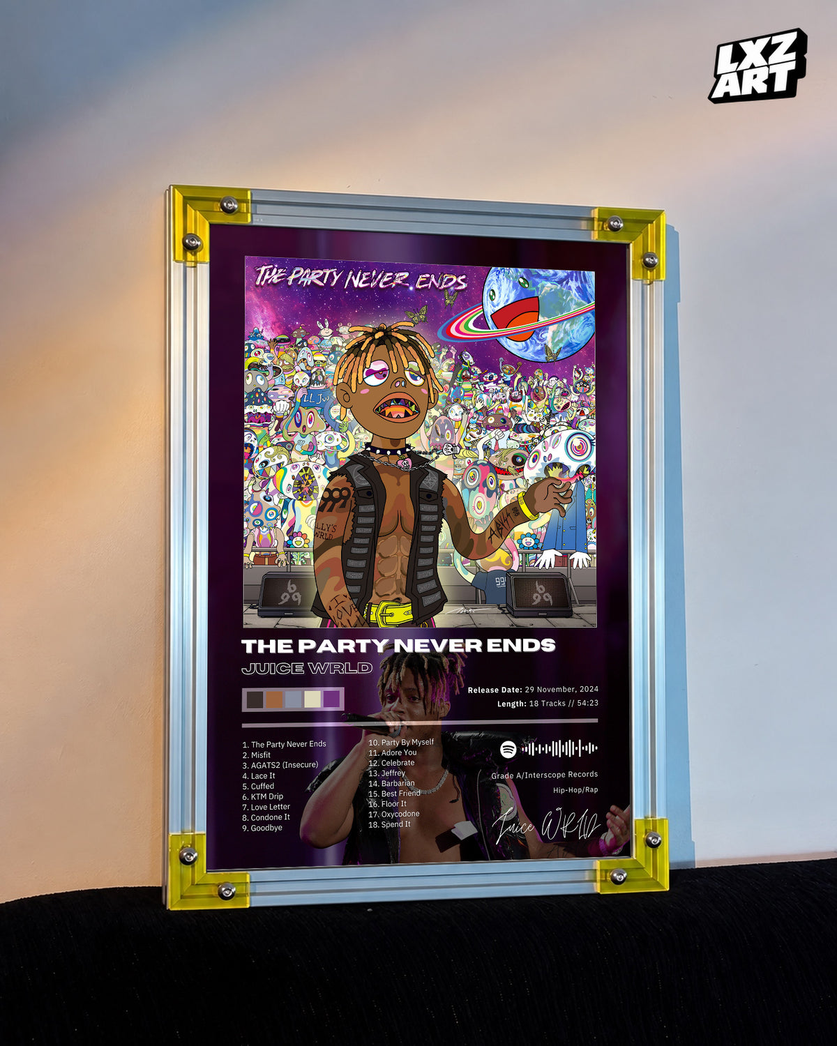 Juice WRLD The Party Never Ends Album Poster | Unframed Bedroom Wall Art — LXZART display 3; frame not included