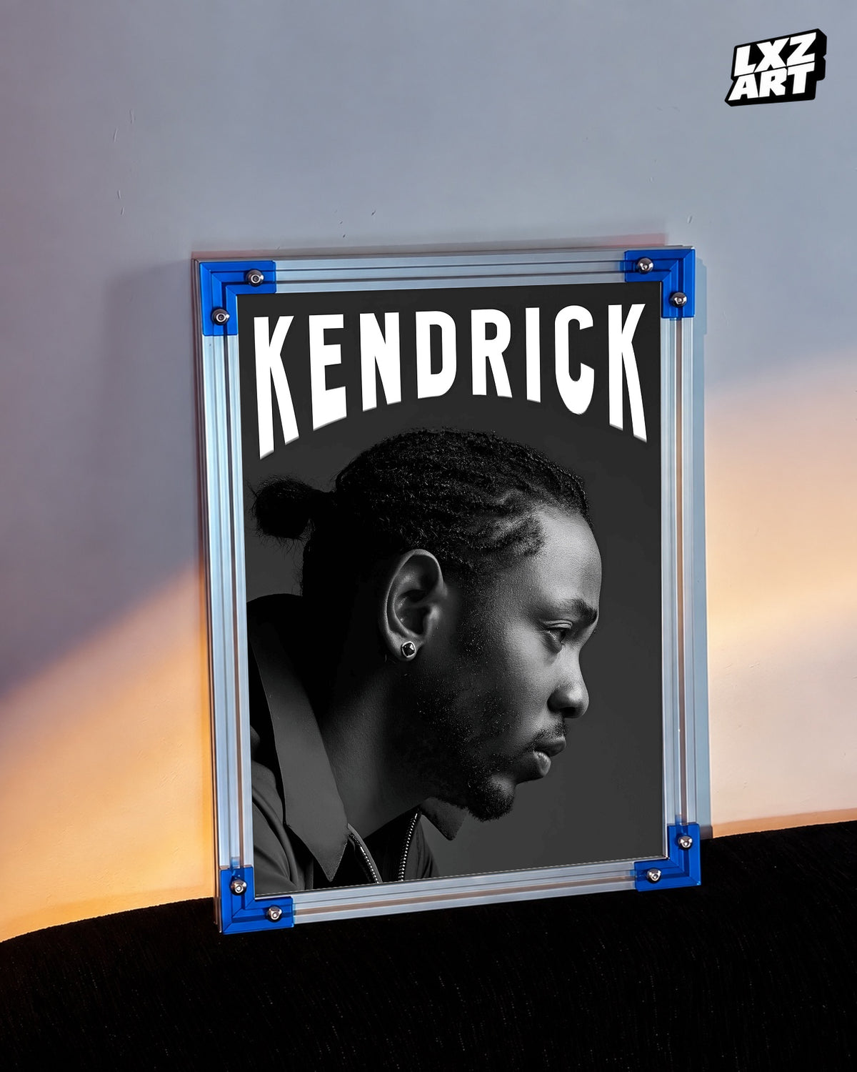Kendrick Lamar Black and White Portrait Poster | Unframed Hip Hop Wall Art — LXZART display 3; frame not included