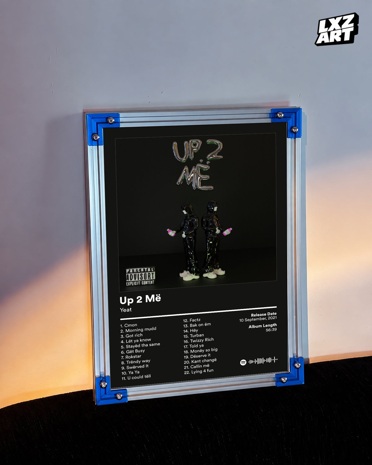 Yeat Up 2 Më Tracklist Poster | Unframed Bedroom Wall Art — LXZART display 3; frame not included