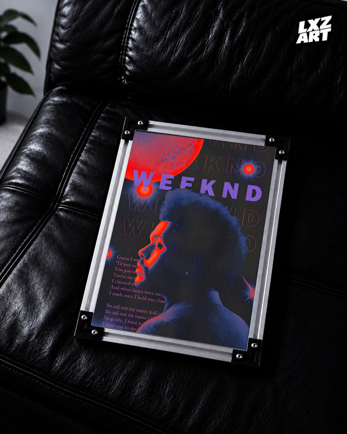 The Weeknd Red Blue Portrait Poster | Unframed Bedroom Wall Art — LXZART display 2; frame not included