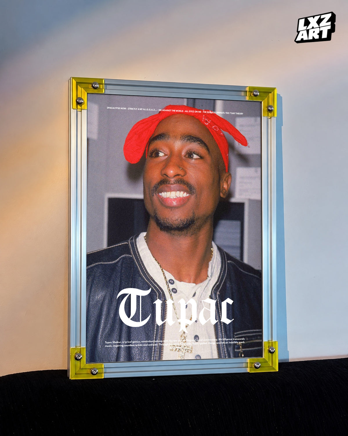 2Pac Red Bandana Portrait Poster | Unframed Bedroom Wall Art — LXZART display 3; frame not included