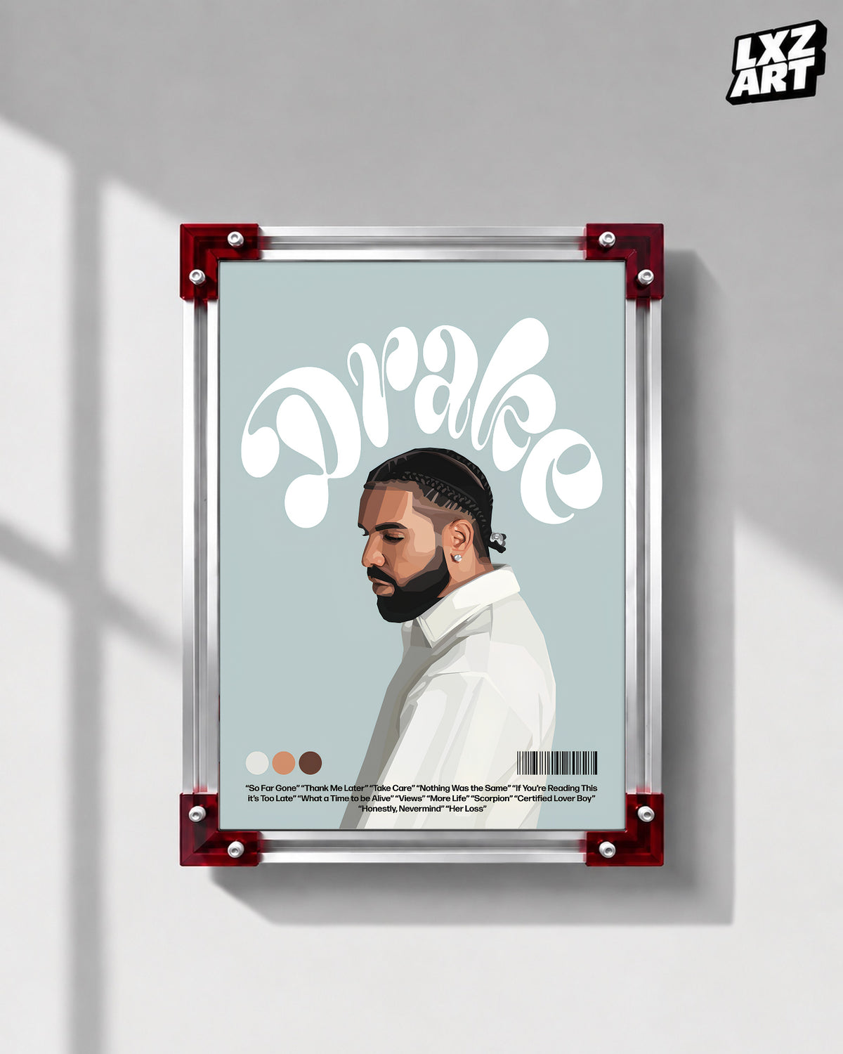Drake Portrait Poster | Unframed Bedroom Wall Art — LXZART display 1; frame not included