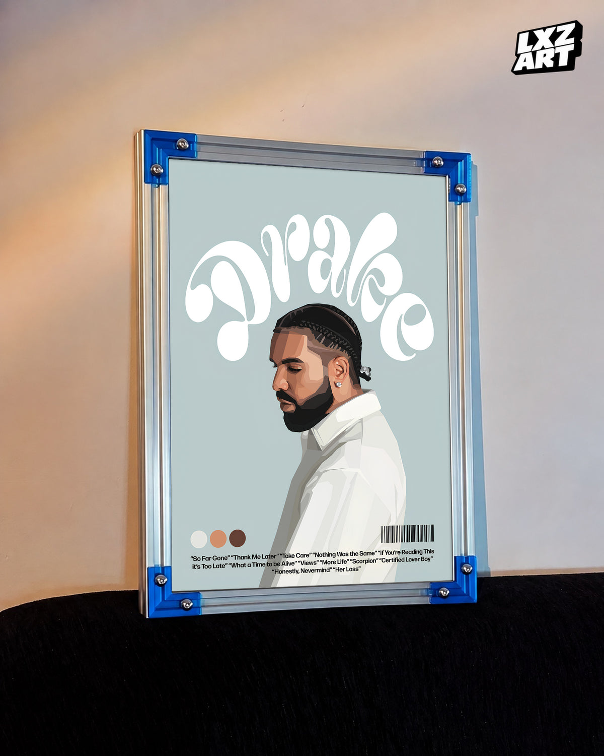 Drake Portrait Poster | Unframed Bedroom Wall Art — LXZART display 3; frame not included