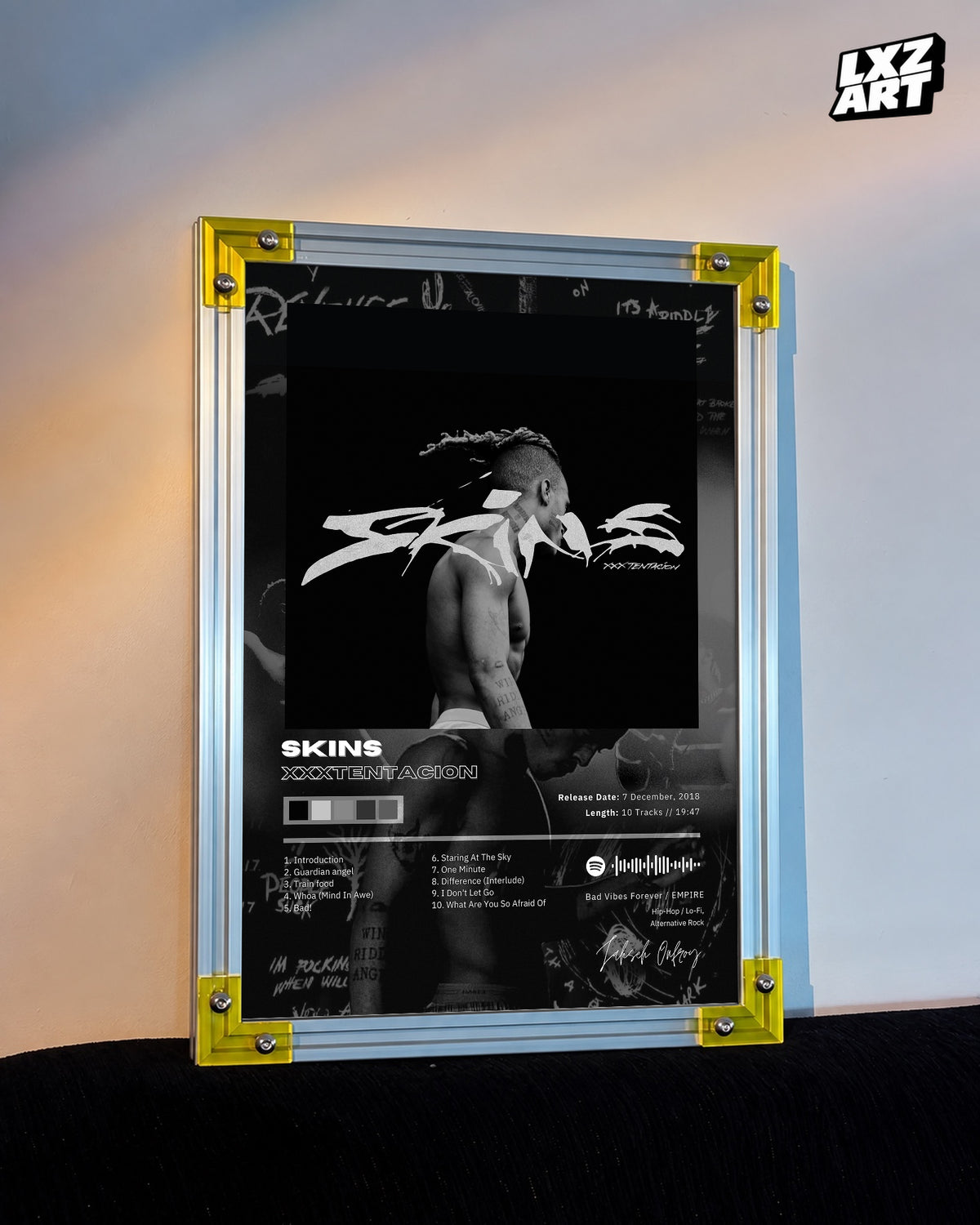 XXXTENTACION SKINS Tracklist Poster | Unframed Bedroom Wall Art — LXZART display 3; frame not included