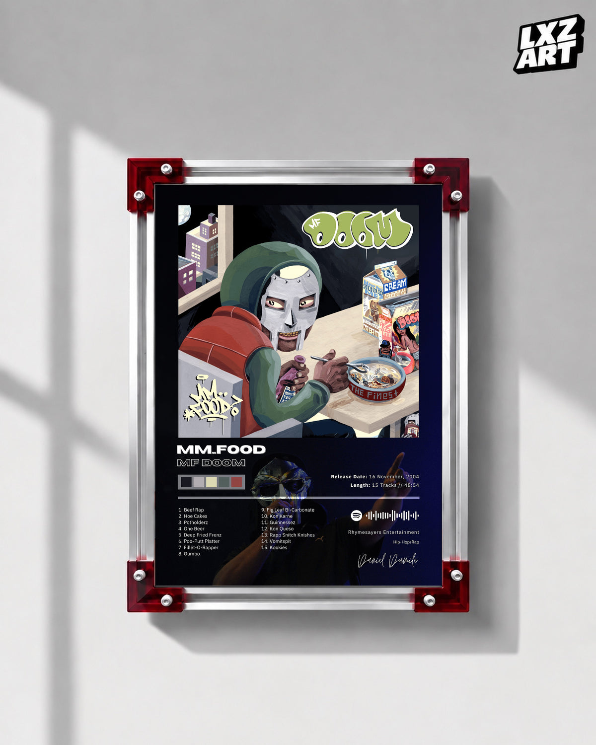 MF DOOM MM..FOOD Tracklist Poster | Unframed Bedroom Wall Art — LXZART display 1; frame not included