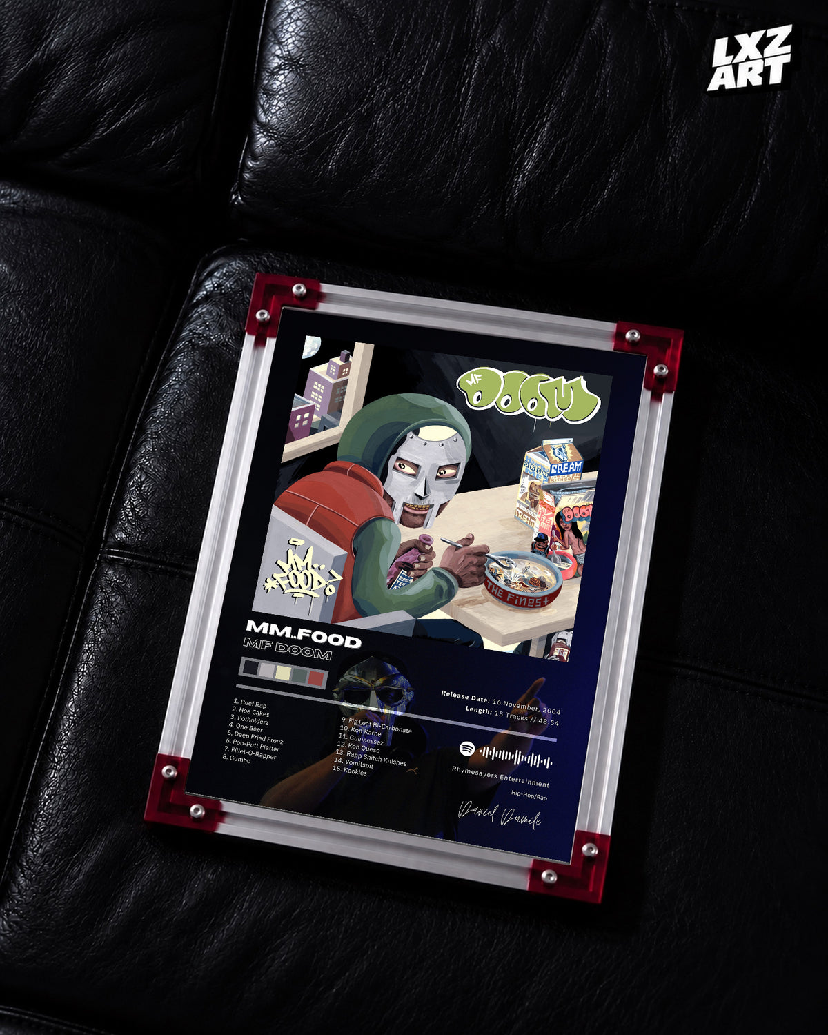 MF DOOM MM..FOOD Tracklist Poster | Unframed Bedroom Wall Art — LXZART display 2; frame not included