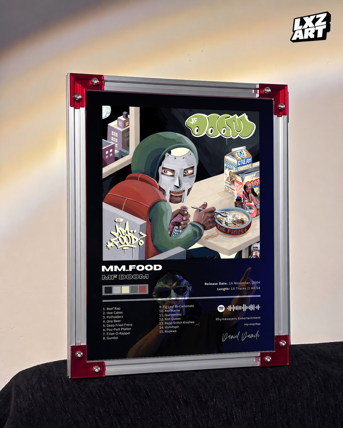 MF DOOM MM..FOOD Tracklist Poster | Unframed Bedroom Wall Art — LXZART display 3; frame not included