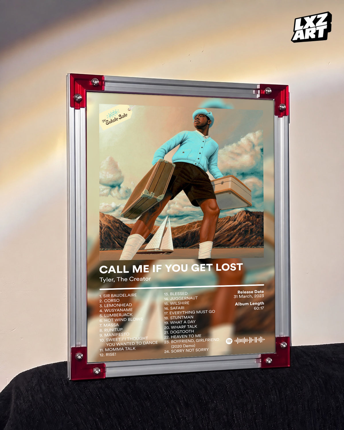 Tyler The Creator Call Me If You Get Lost Tracklist Poster | Unframed Bedroom Wall Art — LXZART display 3; frame not included