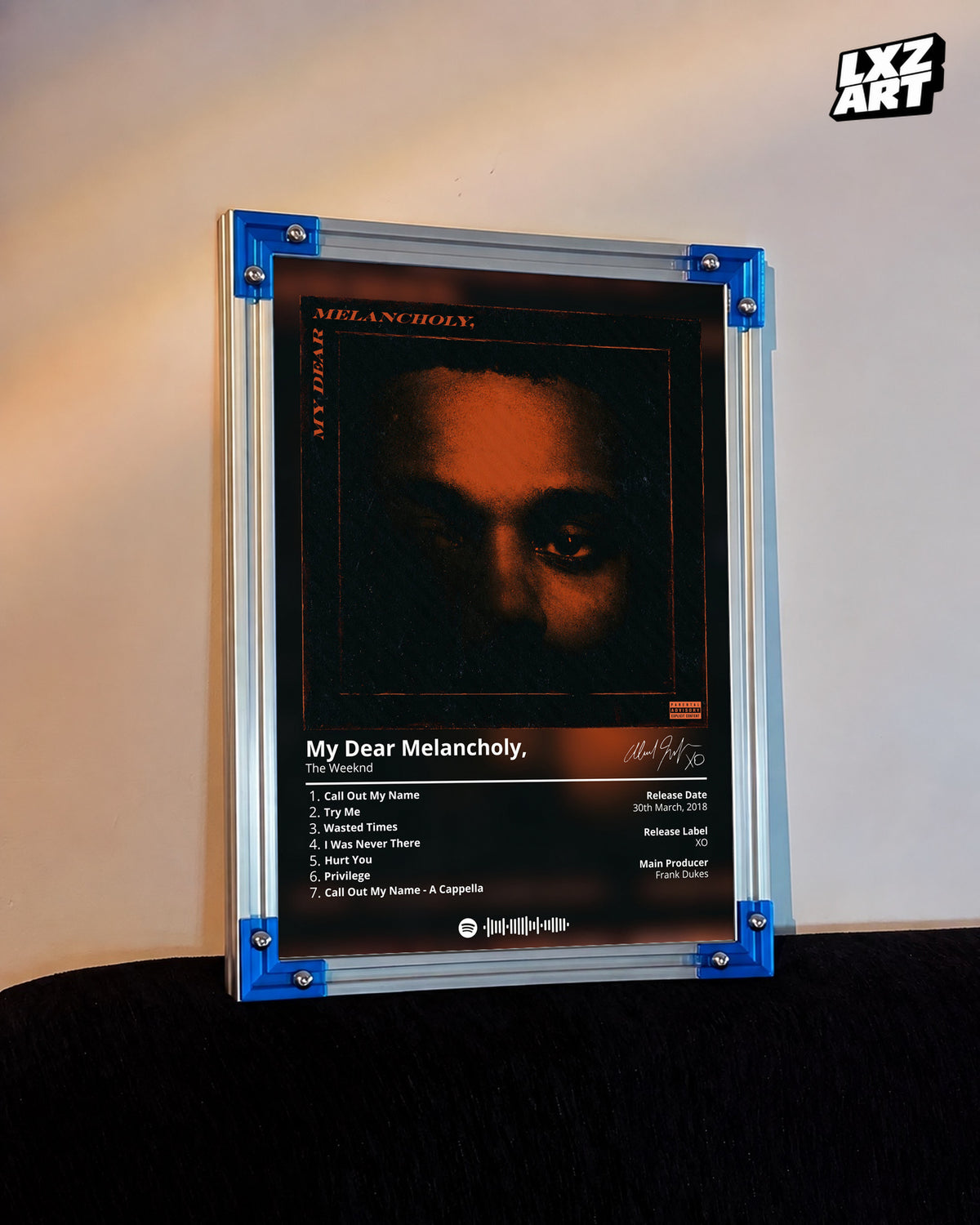 The Weeknd My Dear Melancholy Poster | Unframed Bedroom Wall Art — LXZART display 3; frame not included