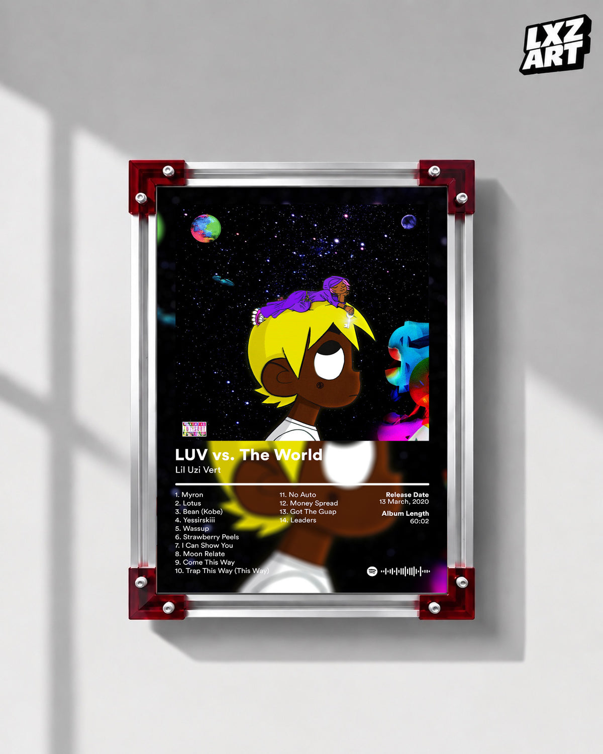 Lil Uzi Vert 'LUV vs. The World' Album Poster — LXZART display 1; frame not included