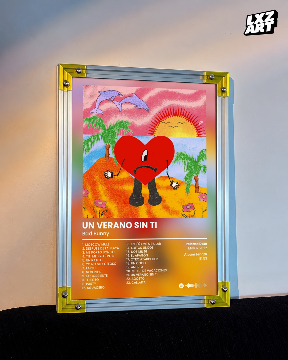 Bad Bunny Un Verano Sin Ti Tracklist Poster | Unframed Bedroom Wall Art — LXZART display 3; frame not included