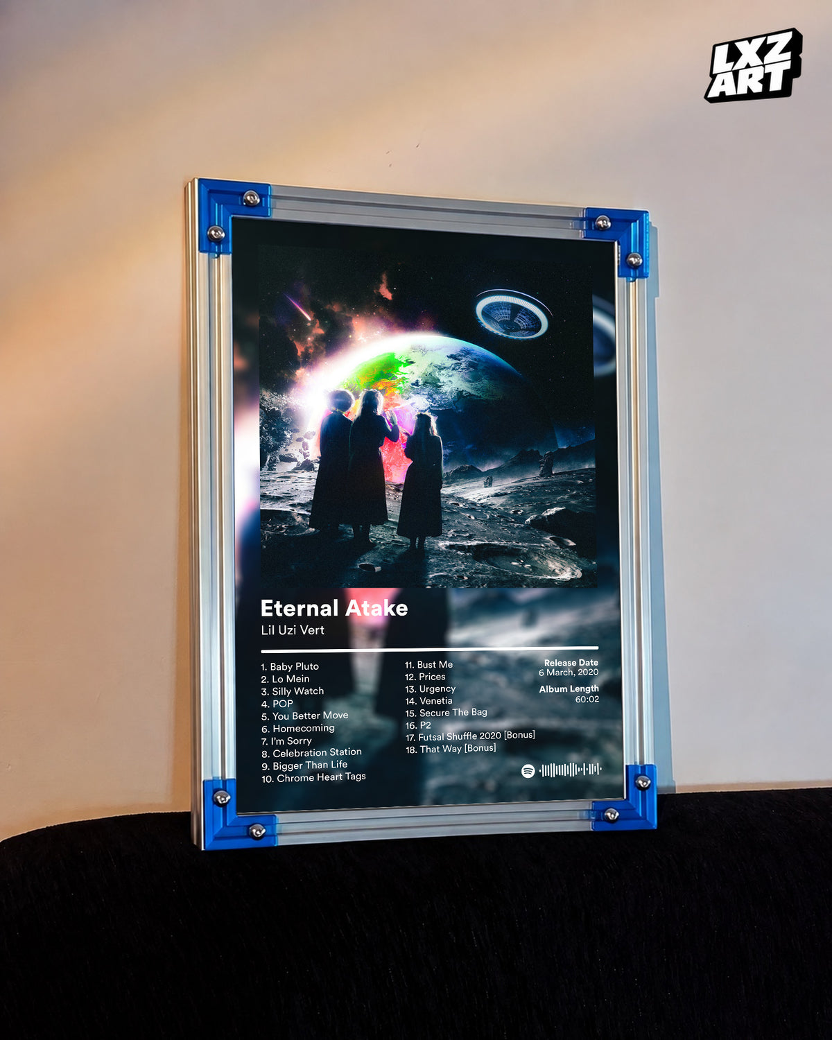Lil Uzi Vert Eternal Atake Album Poster — LXZART display 3; frame not included