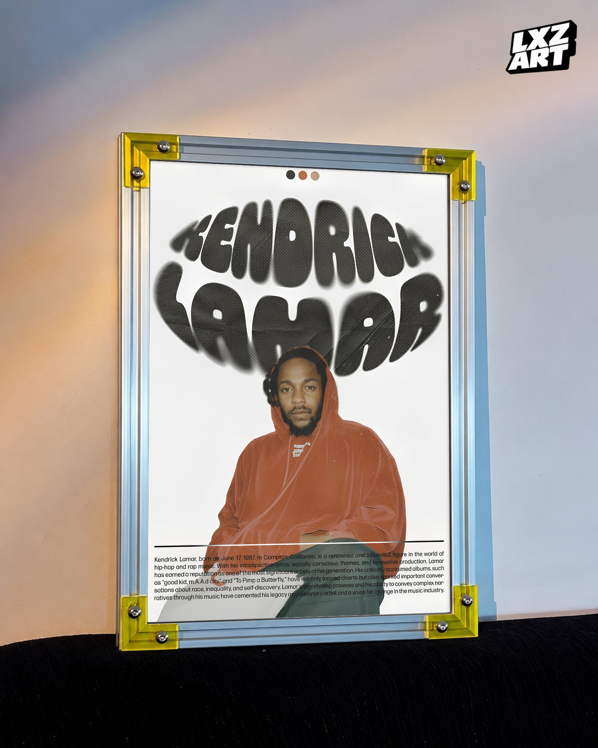 Kendrick Lamar Artist Portrait Poster | Unframed Hip Hop Wall Art — LXZART display 3; frame not included