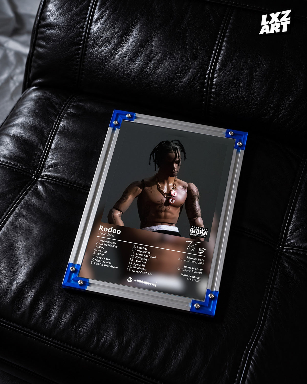Travis Scott Rodeo Tracklist Poster | Unframed Hip Hop Wall Art — LXZART display 2; frame not included