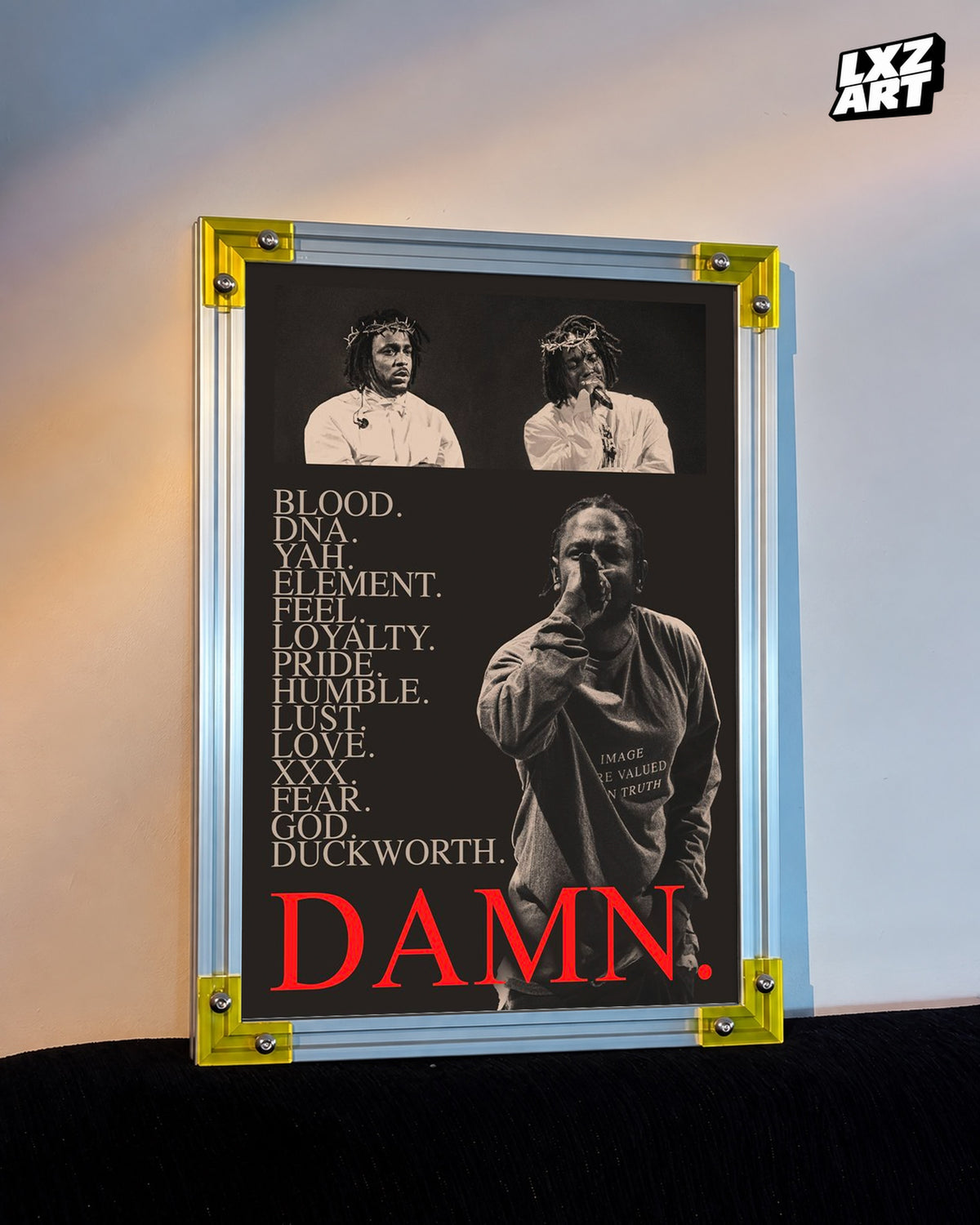 Kendrick Lamar DAMN. Collage Poster | Unframed Hip Hop Wall Art — LXZART display 3; frame not included