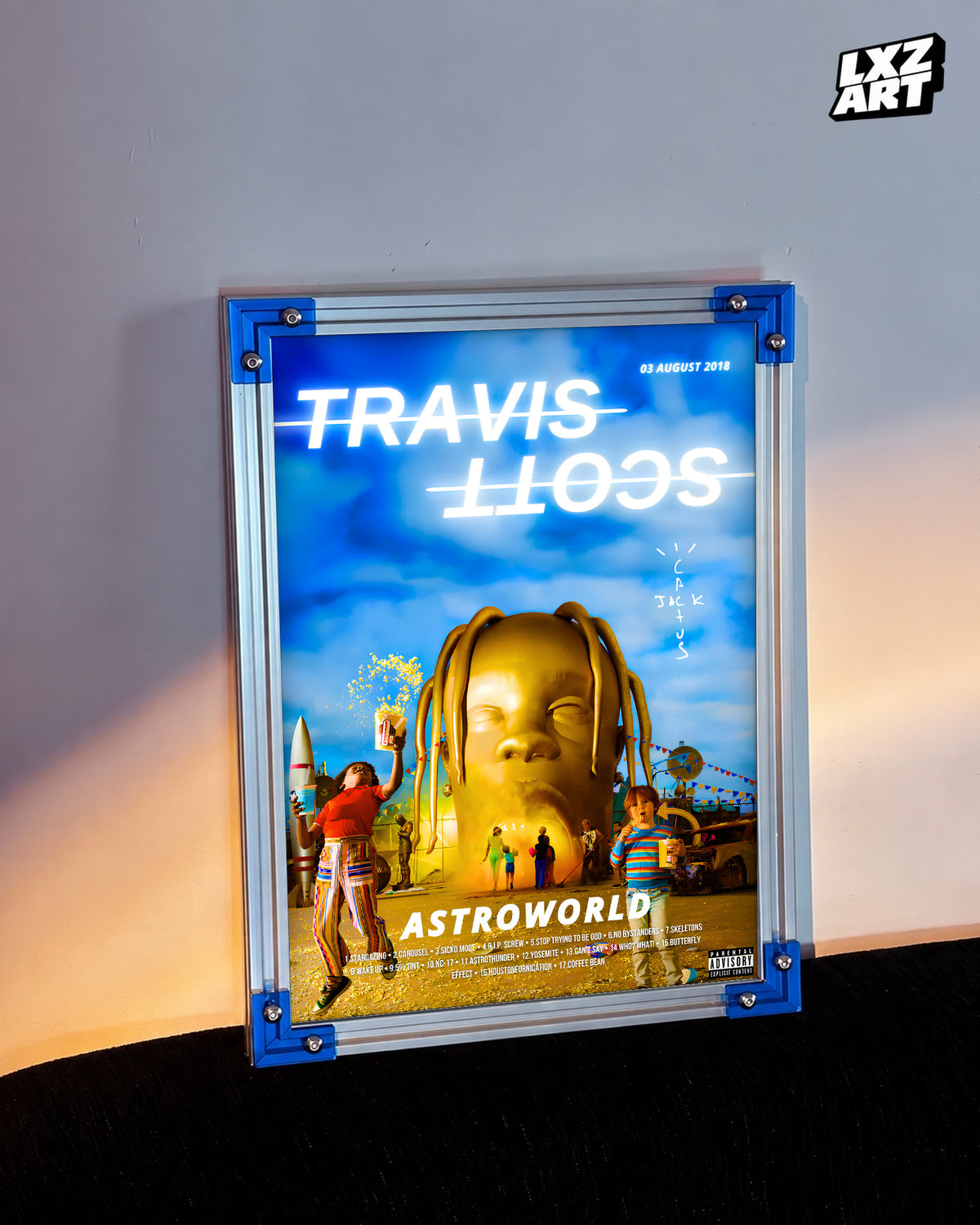 Travis Scott Astroworld Blue Poster | Unframed Hip Hop Wall Art — LXZART display 3; frame not included