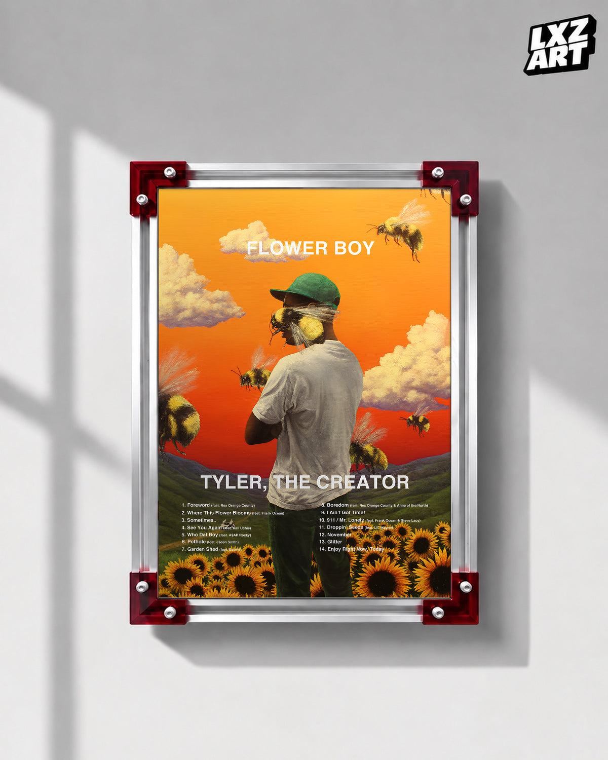 Tyler, The Creator Flower Boy Tracklist Poster | Unframed Bedroom Wall Art — LXZART display 1; frame not included