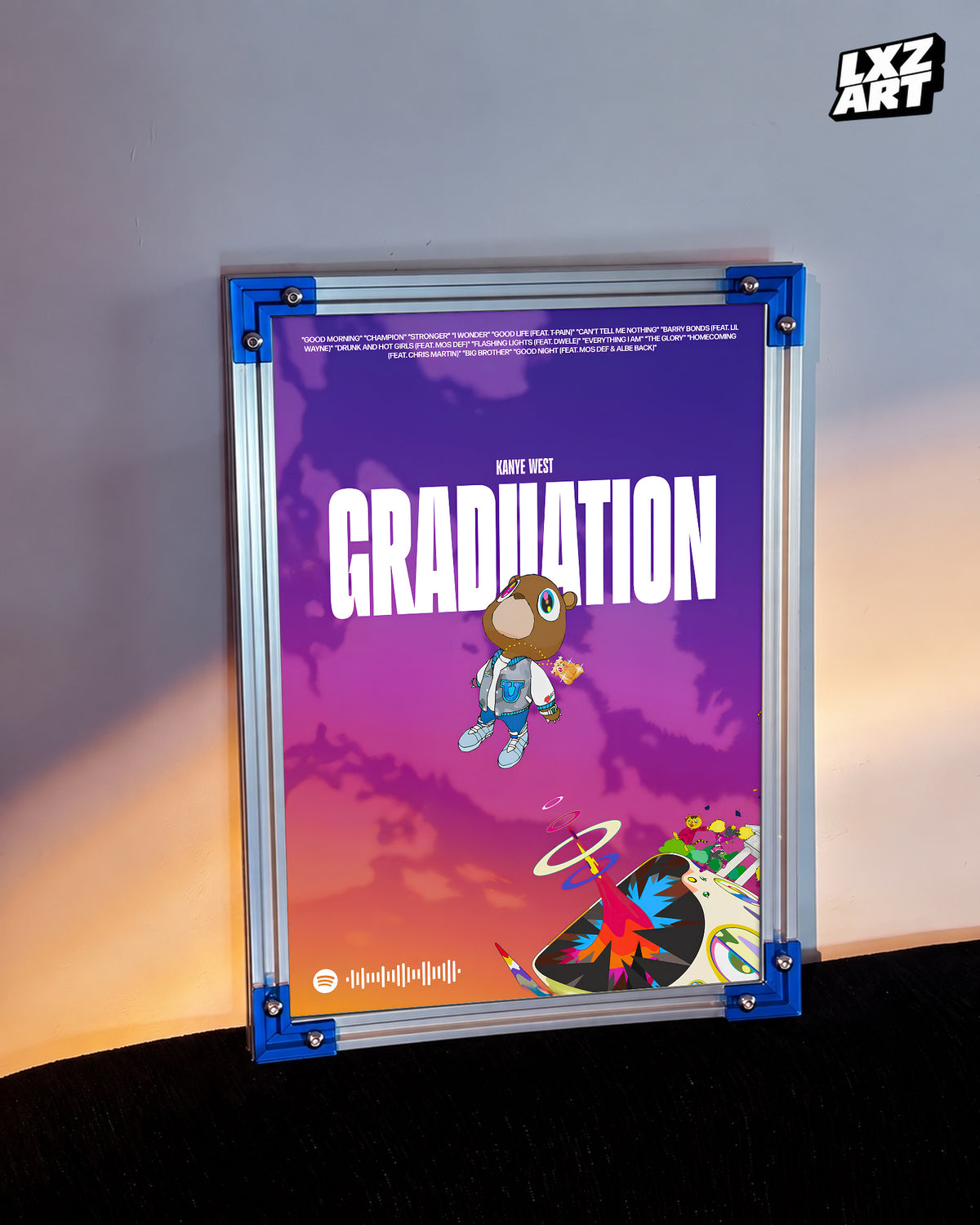 Kanye West Graduation Album-Inspired Poster | Unframed Hip Hop Wall Art — LXZART display 3; frame not included