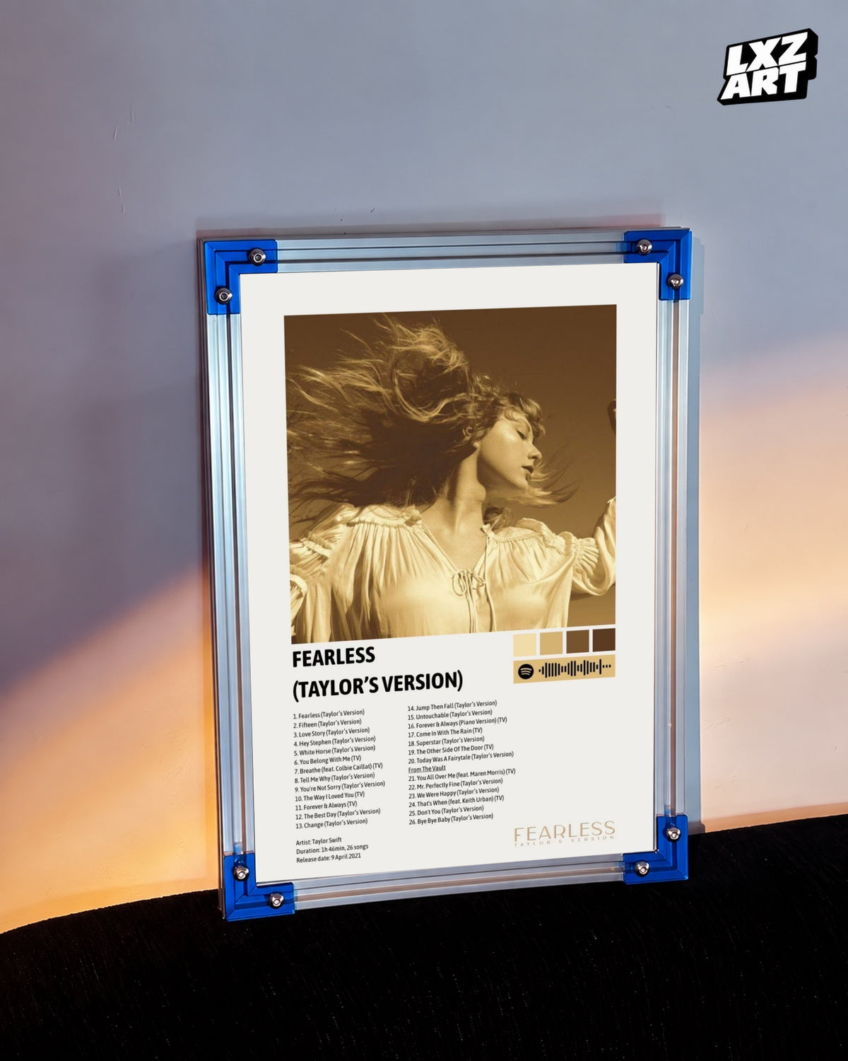 Taylor Swift Fearless Taylor's Version Tracklist Poster | Unframed Bedroom Wall Art — LXZART display 3; frame not included