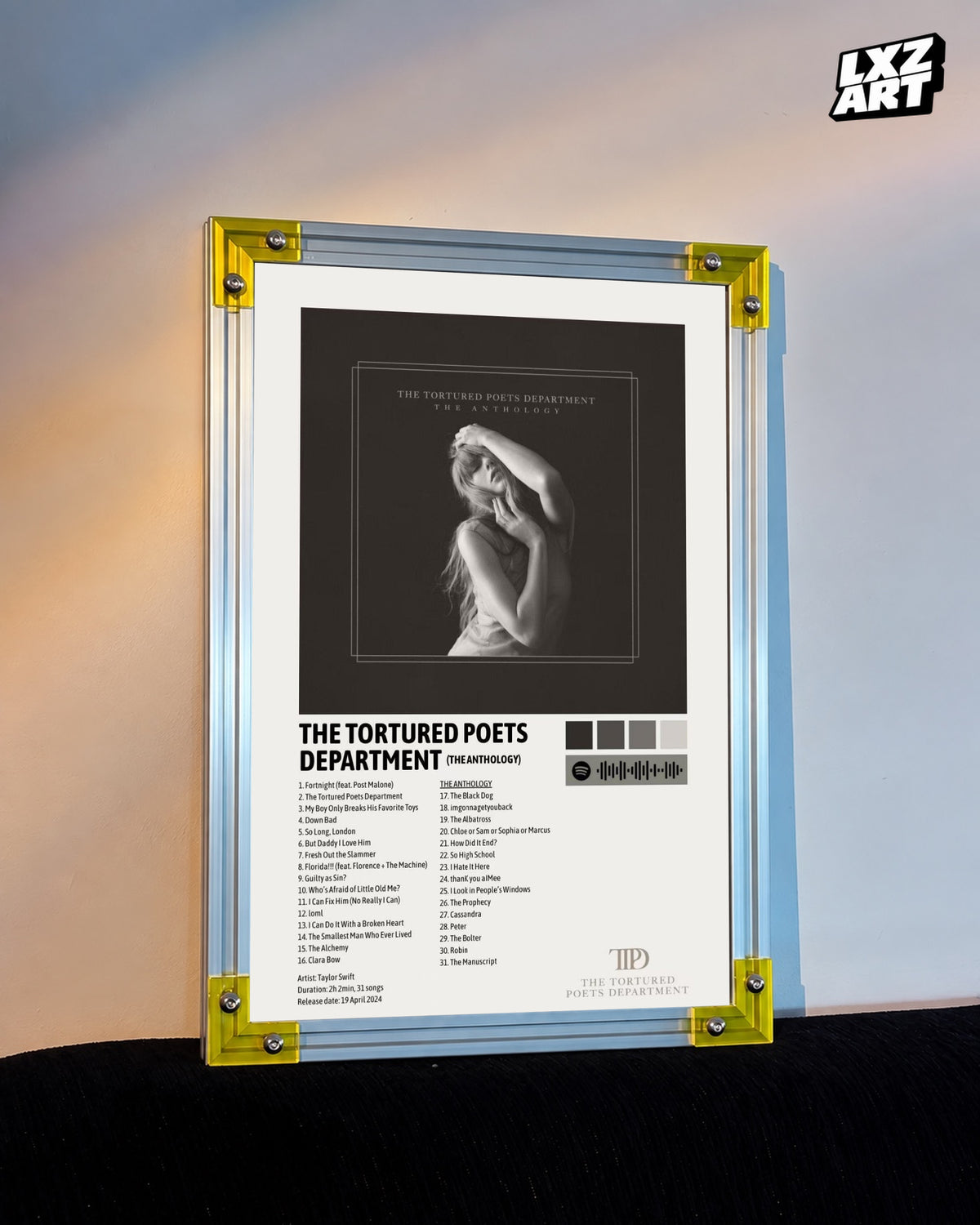 Taylor Swift The Tortured Poets Department The Anthology Tracklist Poster | Unframed Bedroom Wall Art — LXZART display 3; frame not included