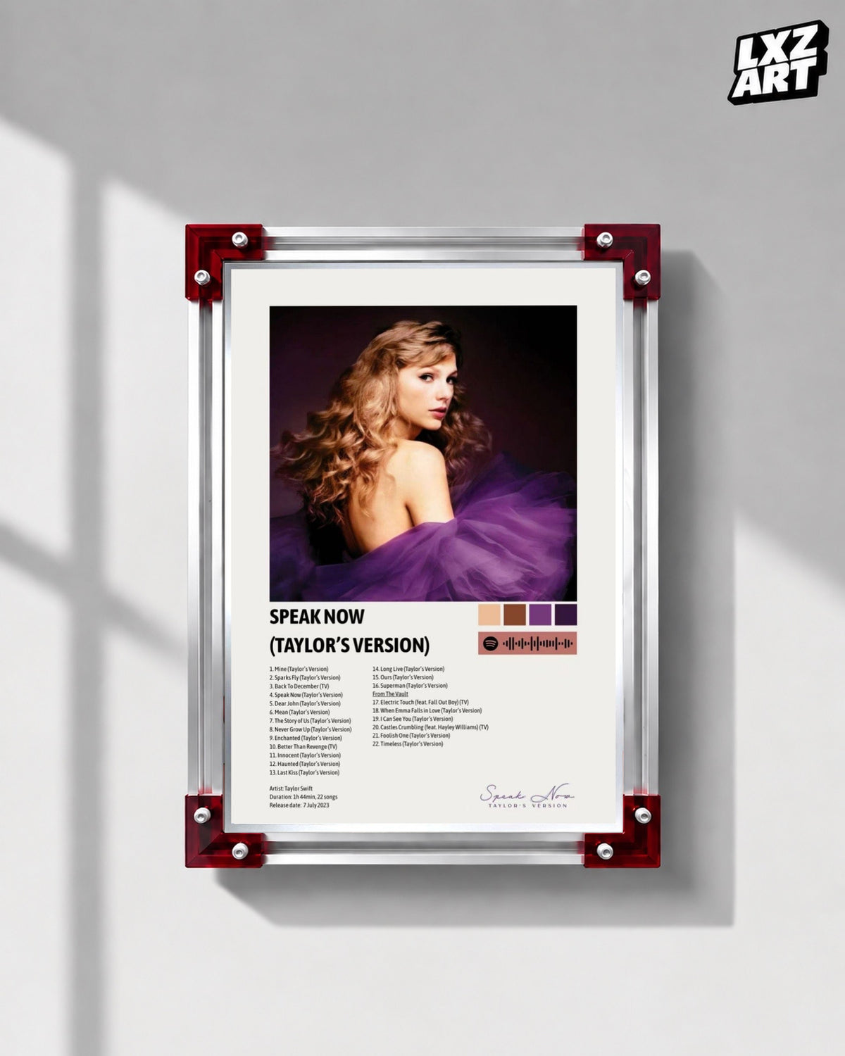 Taylor Swift Speak Now Taylor's Version Tracklist Poster | Unframed Bedroom Wall Art — LXZART display 1; frame not included