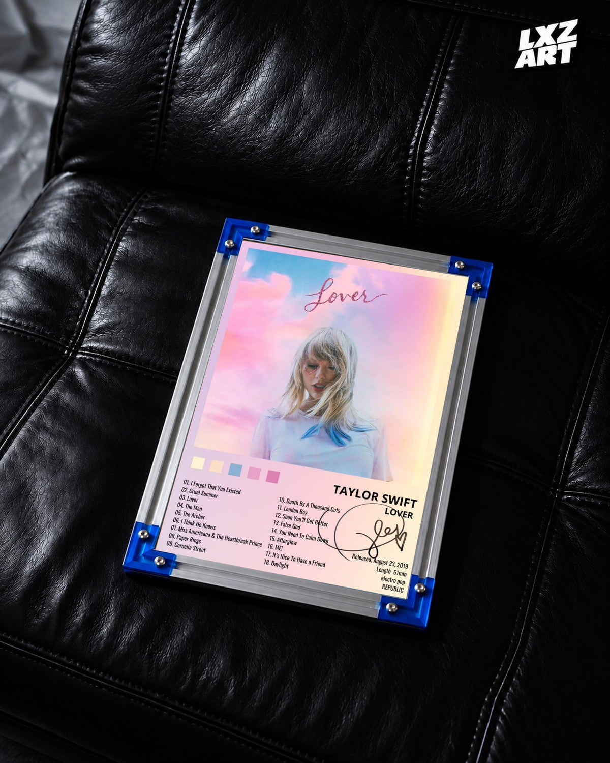 Taylor Swift Lover Pastel Portrait Tracklist Poster | Unframed Pop Wall Art — LXZART display 2; frame not included